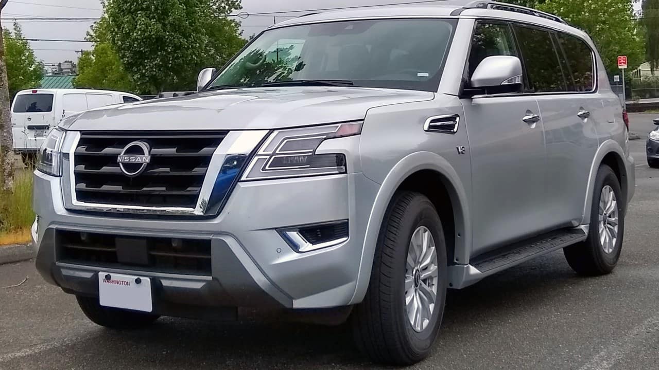 A photo of a Silver 2021 Nissan Armada SV