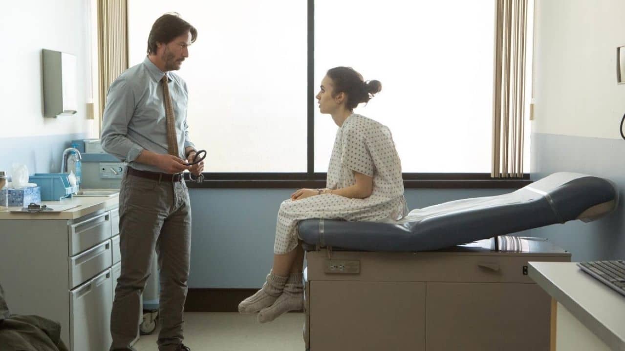 Keanu Reeves and Lily Collins in To the Bone (2017)