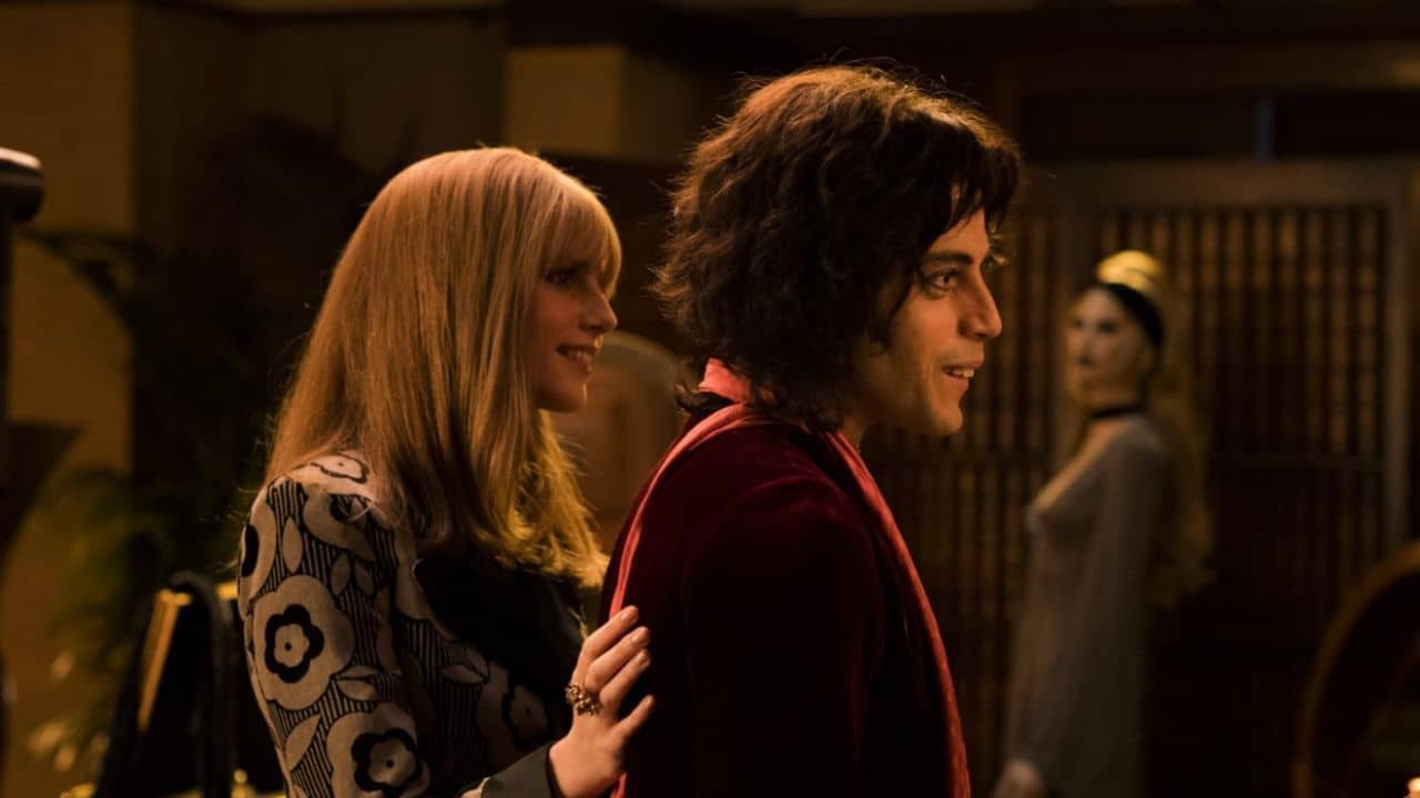 Rami Malek and Lucy Boynton in Bohemian Rhapsody (2018).