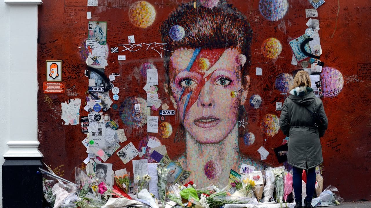 The David Bowie mural in London.