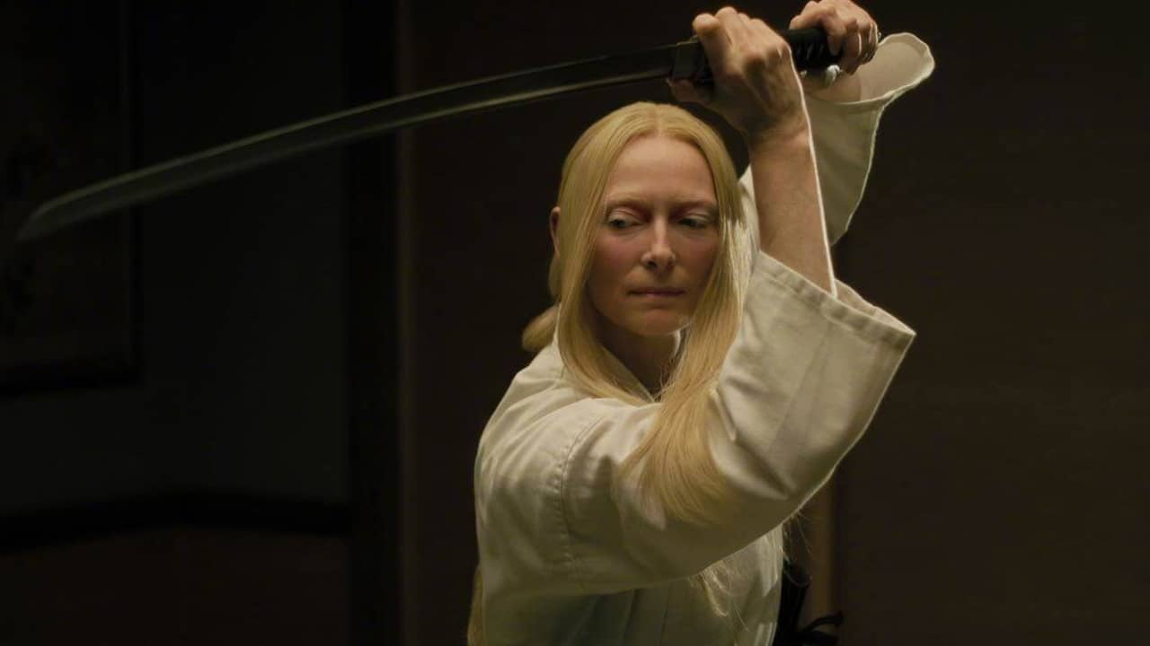 Tilda Swinton with Sword in The Dead Don't Die Movie