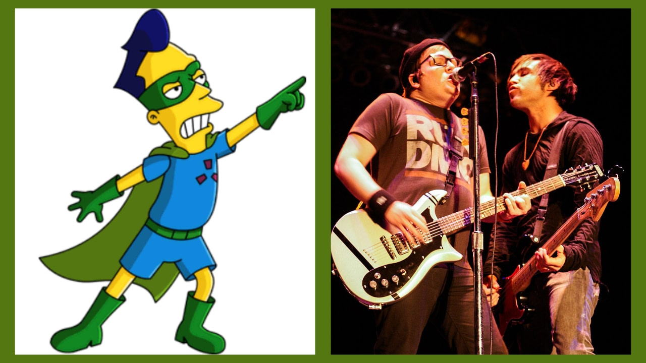 (L) Fallout Boy from The Simpsons (TV show) and (R) Fall Out Boy (band)