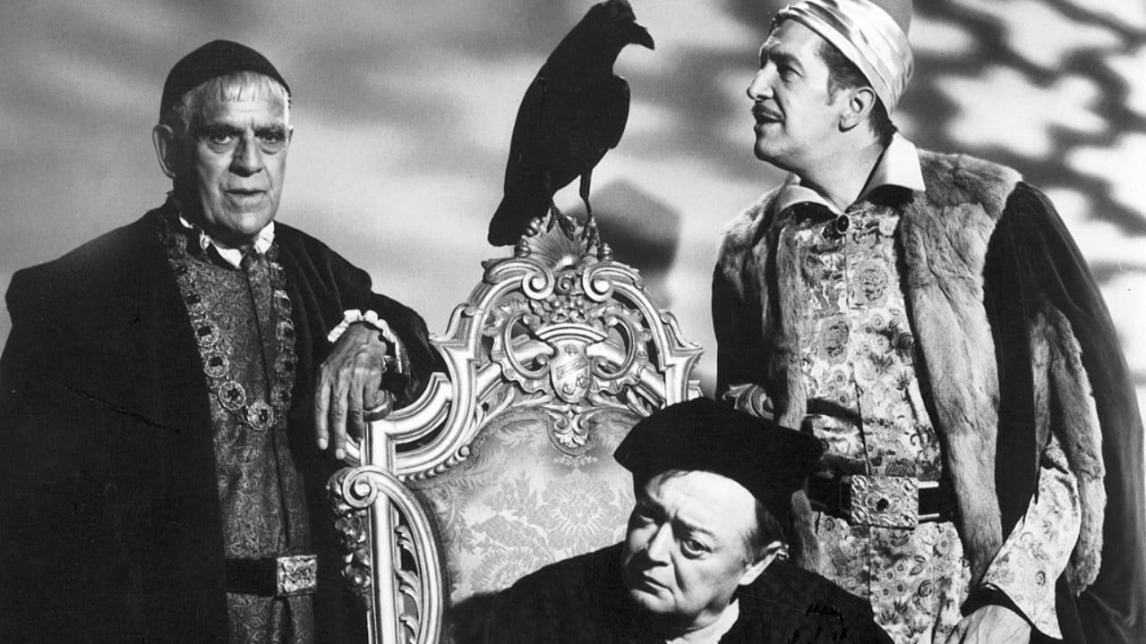Boris Karloff, Peter Lorre, and Vincent Price in The Raven (1963)