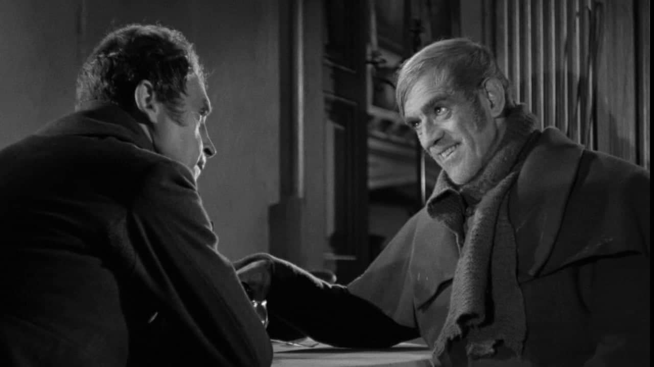 Henry Daniell and Boris Karloff in The Body Snatcher (1945)