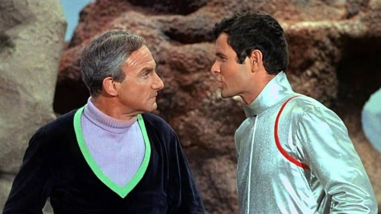 Mark Goddard and Jonathan Harris in Lost in Space (1965).