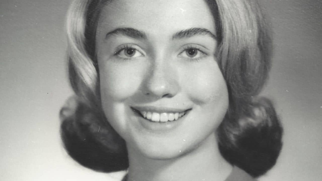 Hillary Clinton in the 1965 edition of the Eyrie yearbook produced by Maine South High School.